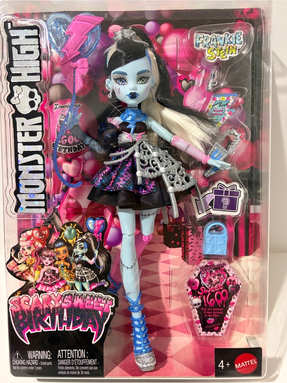 Monster High Scary Sweet Birthday Frankie Stein Doll in Party Dress with Balloon